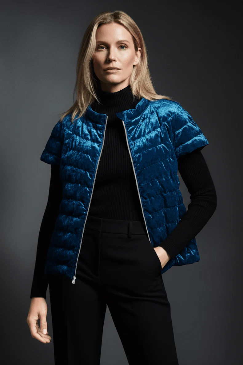 The St Ives | Velour | Down Vest | Indigo - Image 3