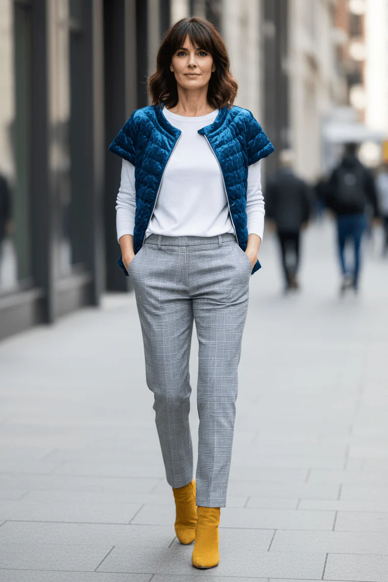 The St Ives | Velour | Down Vest | Indigo - Image 4