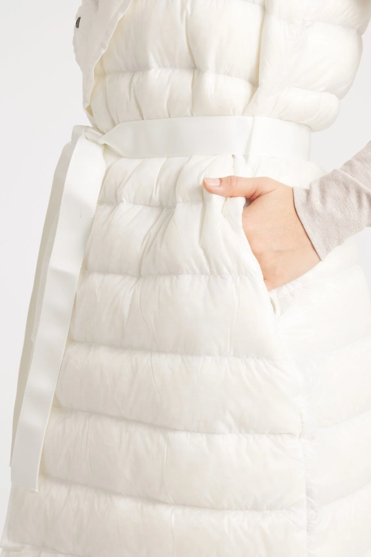 The Camden | Long Hooded Down Vest | Ivory - Image 5