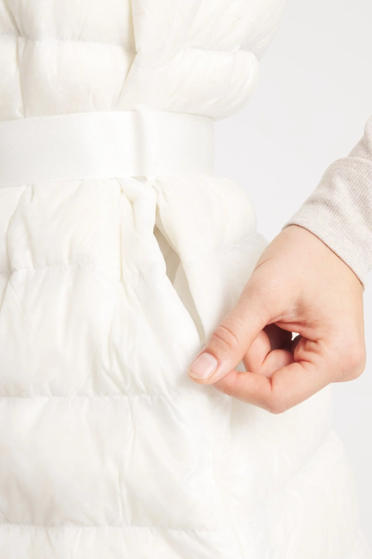 The Camden | Long Hooded Down Vest | Ivory - Image 6