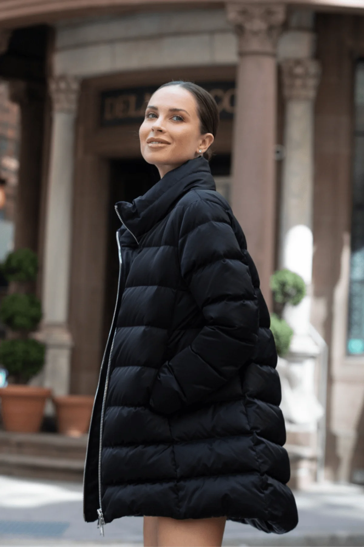 The Dorchester | Down Coat with Chunky Zipper | Midnight Black - Image 3