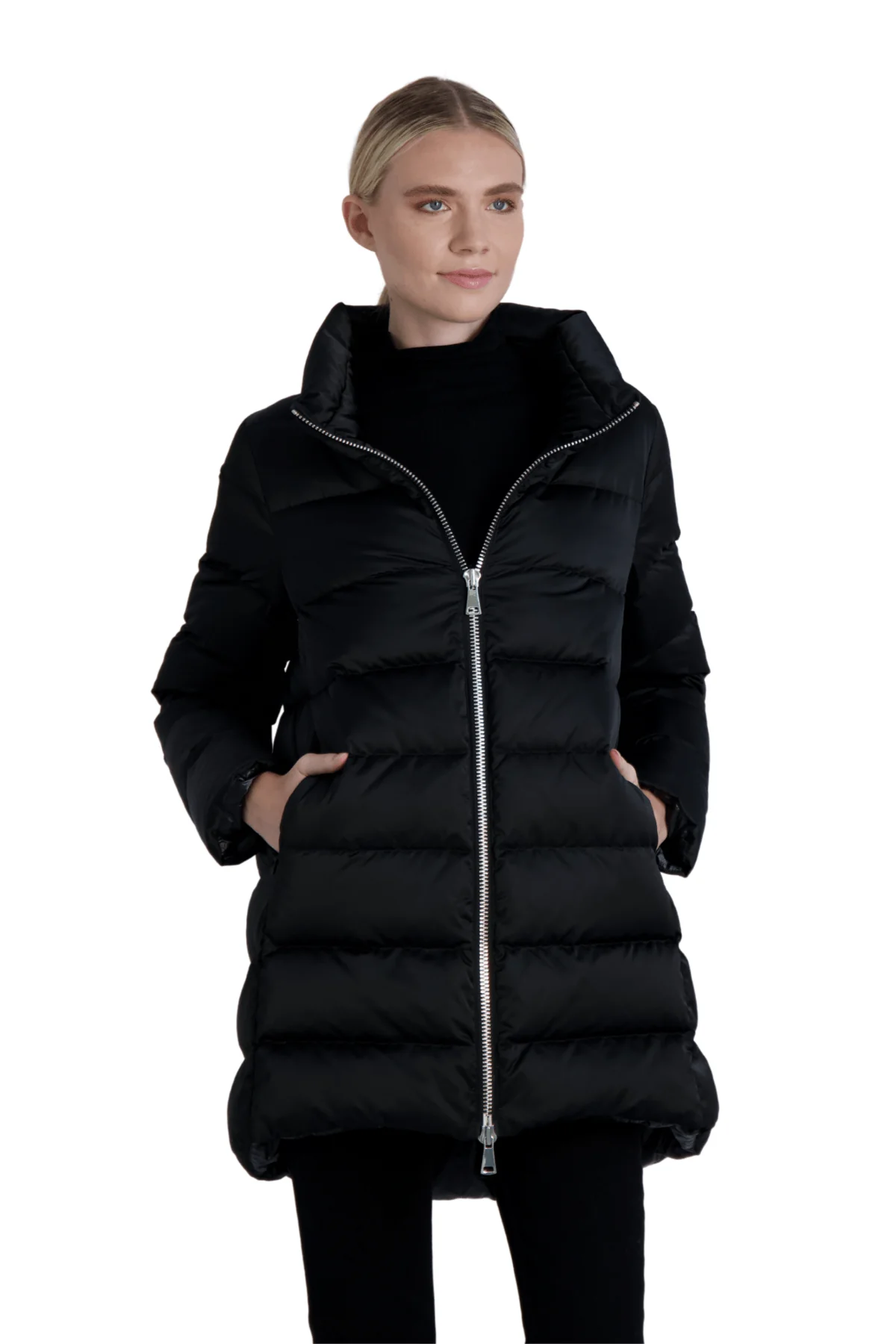 The Dorchester | Down Coat with Chunky Zipper | Midnight Black - Image 6