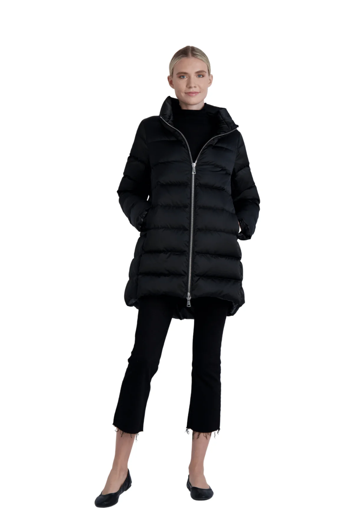 The Dorchester | Down Coat with Chunky Zipper | Midnight Black - Image 7