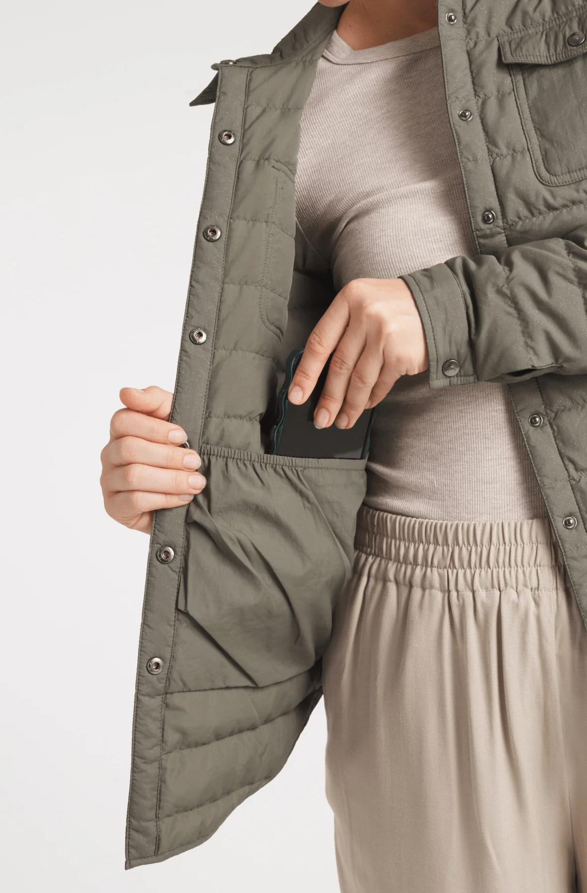 The Harrow Matte | Down Shirt | Olive Subtle Sparkles - Image 8