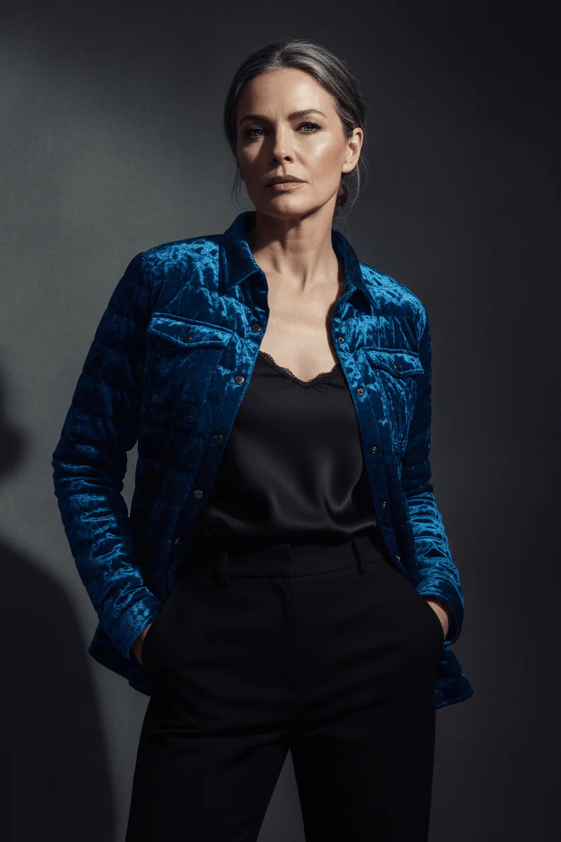 The Harrow Velour | Down Shirt | Indigo - Image 3