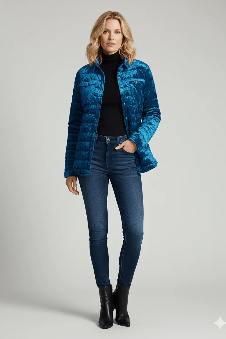 The Harrow Velour | Down Shirt | Indigo - Image 4