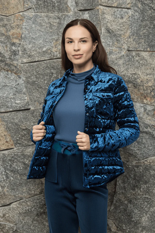 The Harrow Velour | Down Shirt | Indigo - Image 5