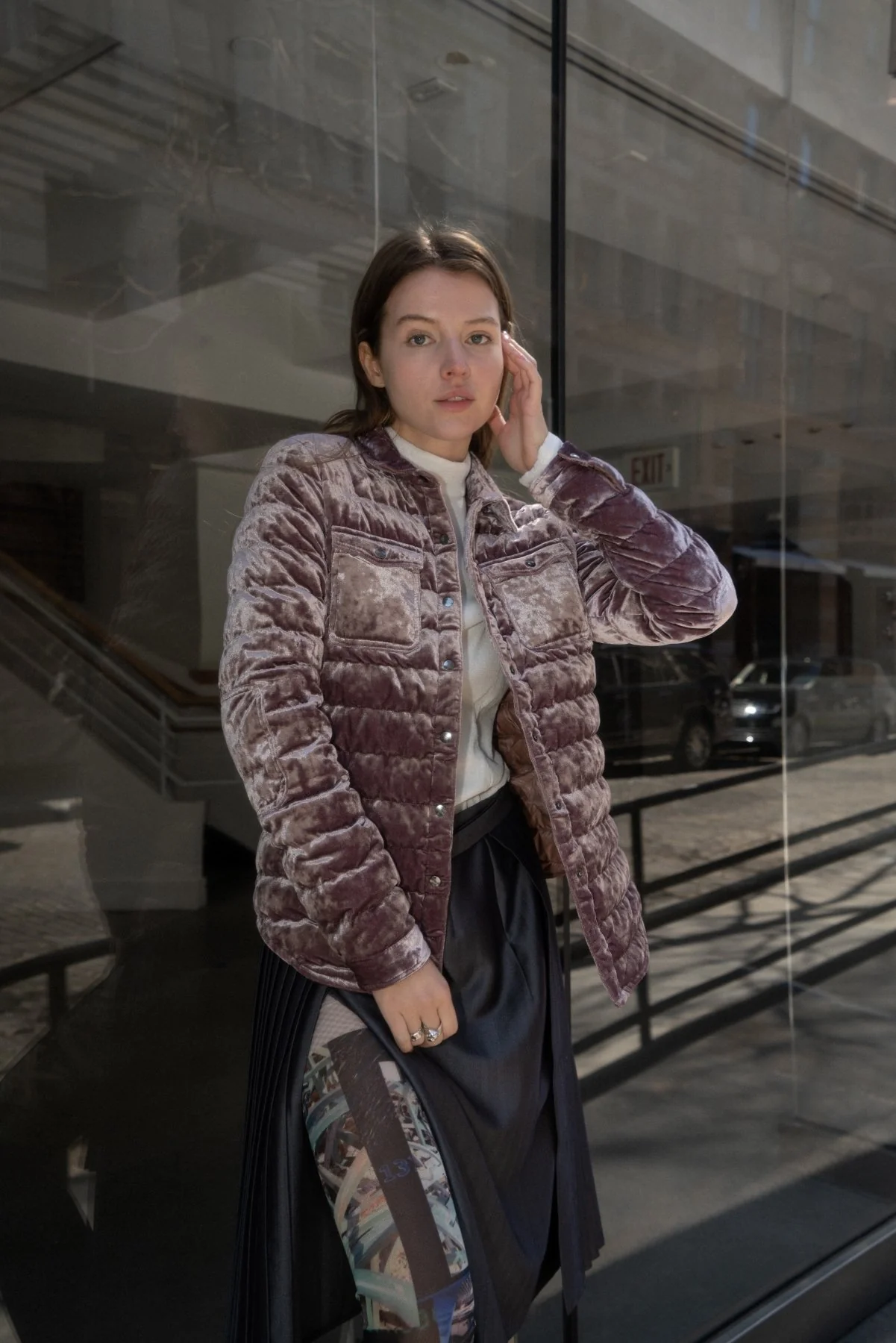 The Harrow Velour | Down Shirt | Stormy Pink | XS Only - Image 3