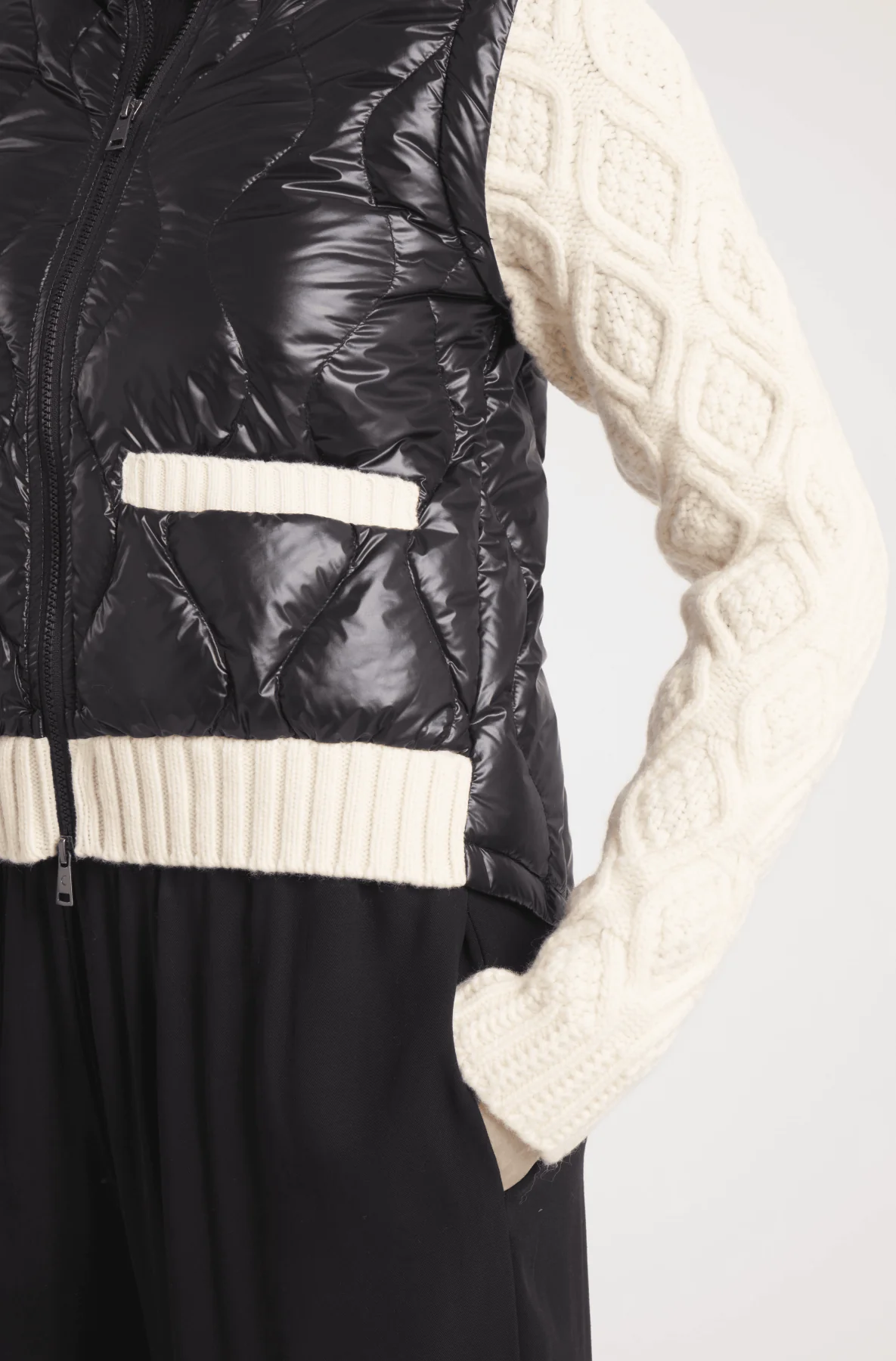 The Hyde | Quilted Down / Wool Jacket | Midnight Black / Beige - Image 6
