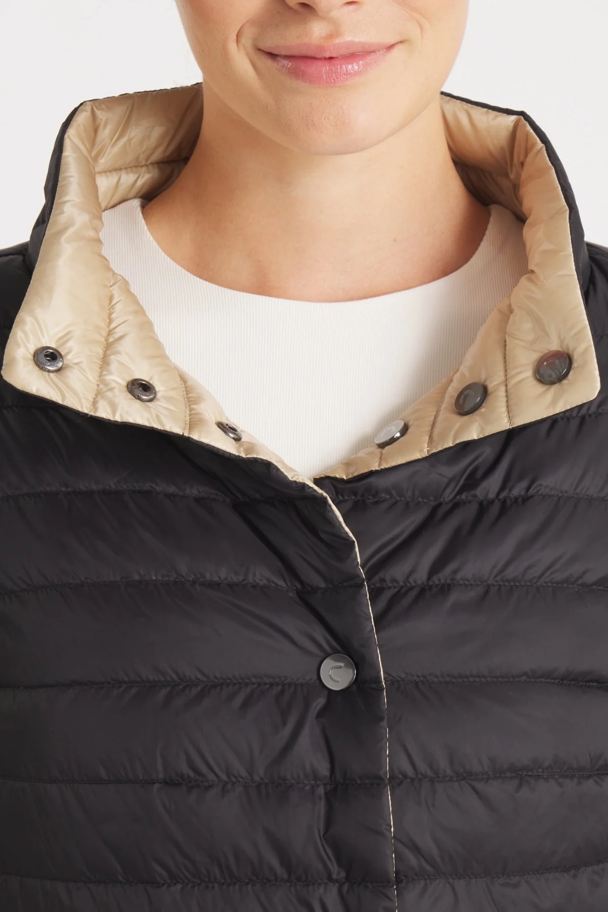 The Knightsbridge | Lightweight 2 in 1 Reversible Down Coat | Matte Black / Taupe - Image 14