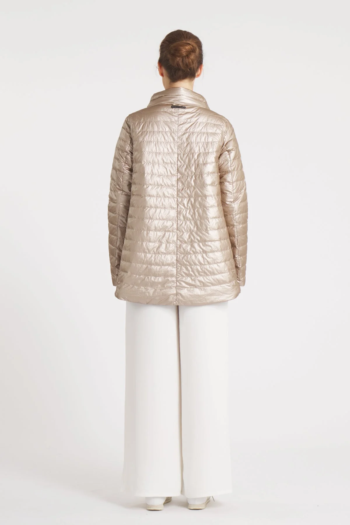 The Knightsbridge | Lightweight 2 in 1 Reversible Down Coat | Matte Black / Metallic Gold - Image 12