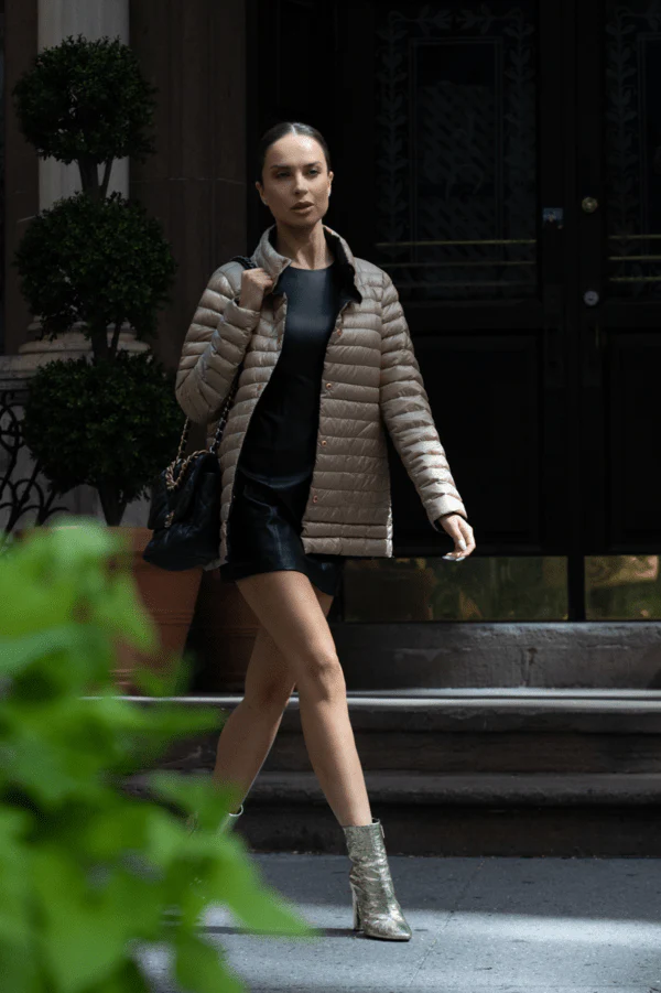 The Knightsbridge | Lightweight 2 in 1 Reversible Down Coat | Matte Black / Taupe - Image 3