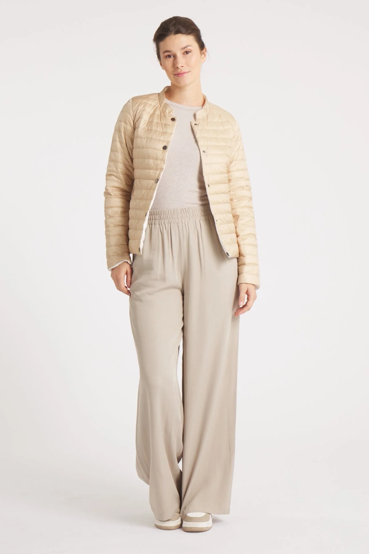 The Leicester in Matte | 2 in 1 Reversible Down Jacket | Camel / Ivory - Image 6