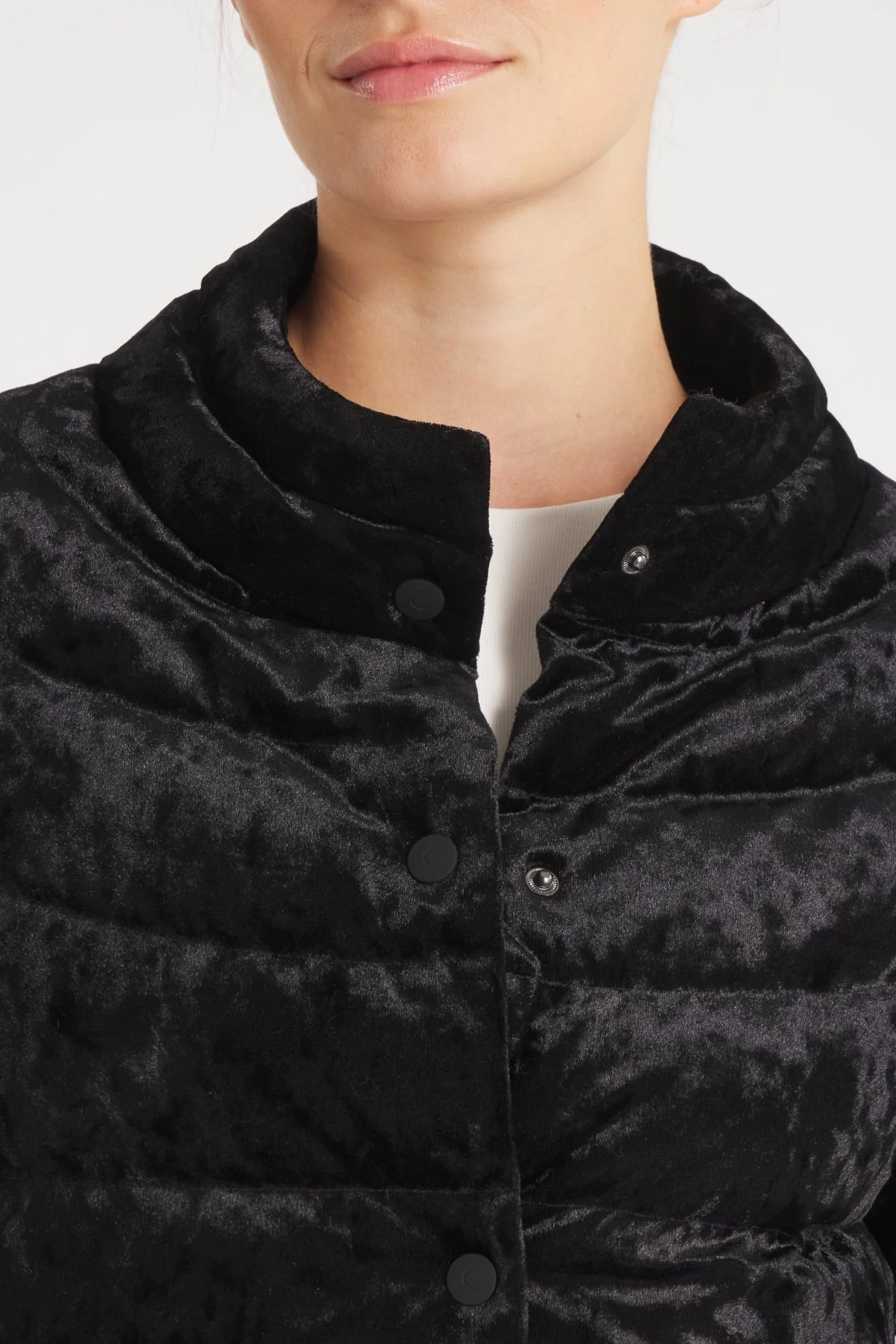 The Soho | Velour Down 3/4 Sleeve Jacket | Midnight Black - Image 3