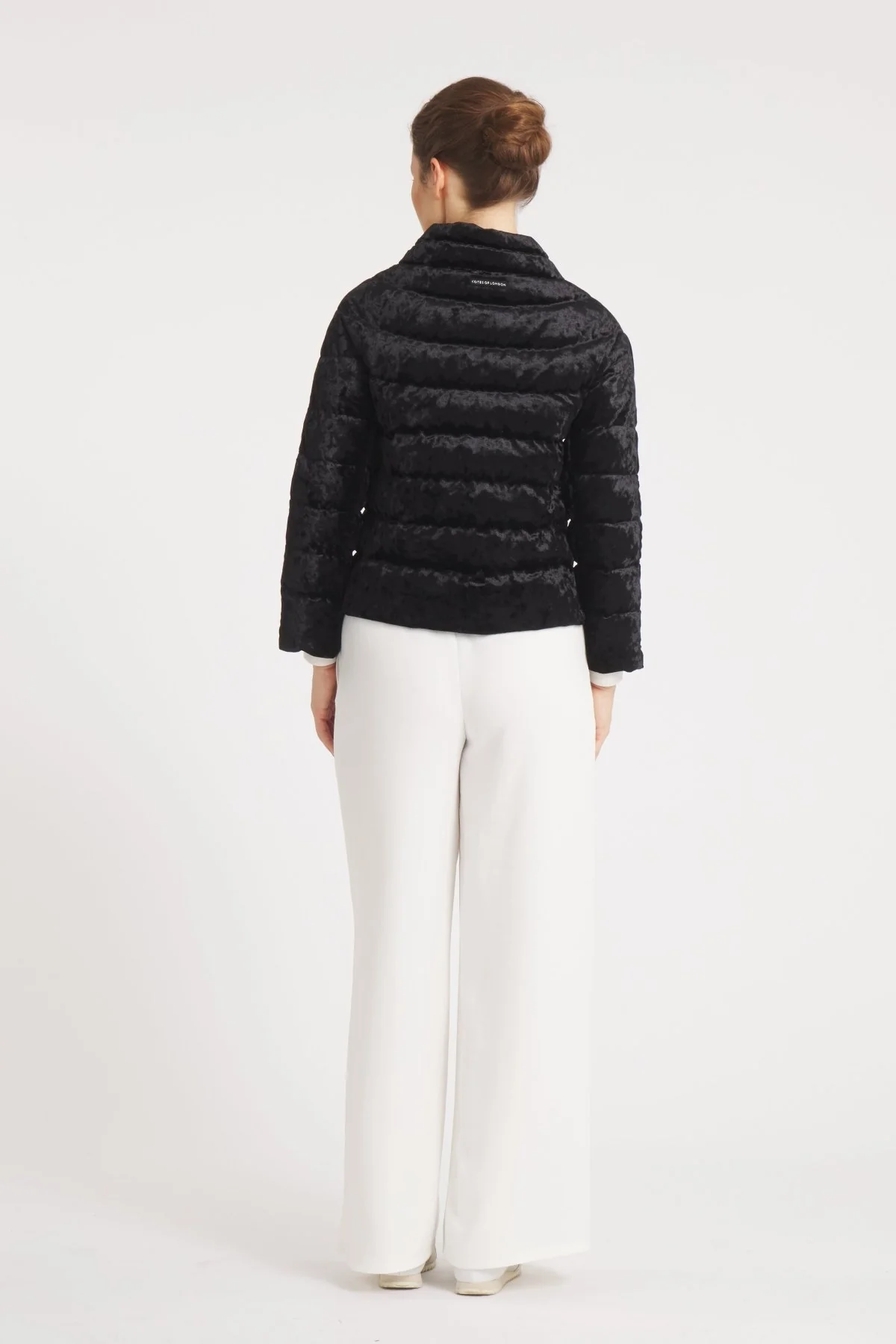 The Soho | Velour Down 3/4 Sleeve Jacket | Midnight Black - Image 6